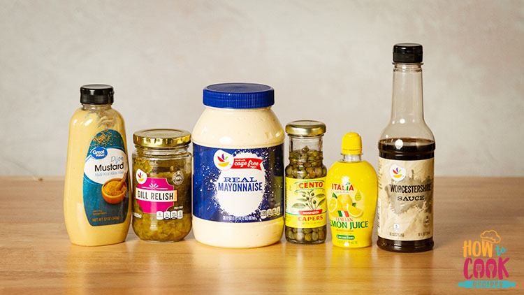 Ingredients for making tartar sauce