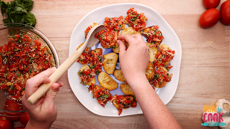 How do you cut tomatoes forr bruschetta