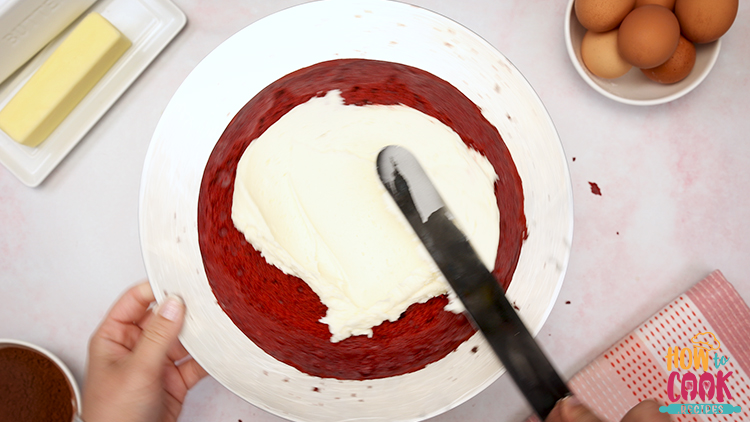 How do you moisten dry red velvet cake